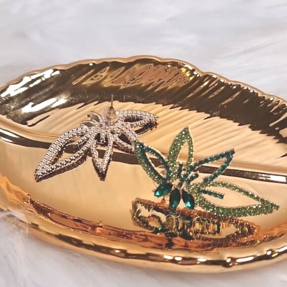 New ANTHROPOLOGIE GREEN rhinestone  stud earrings - Picture 6 of 8